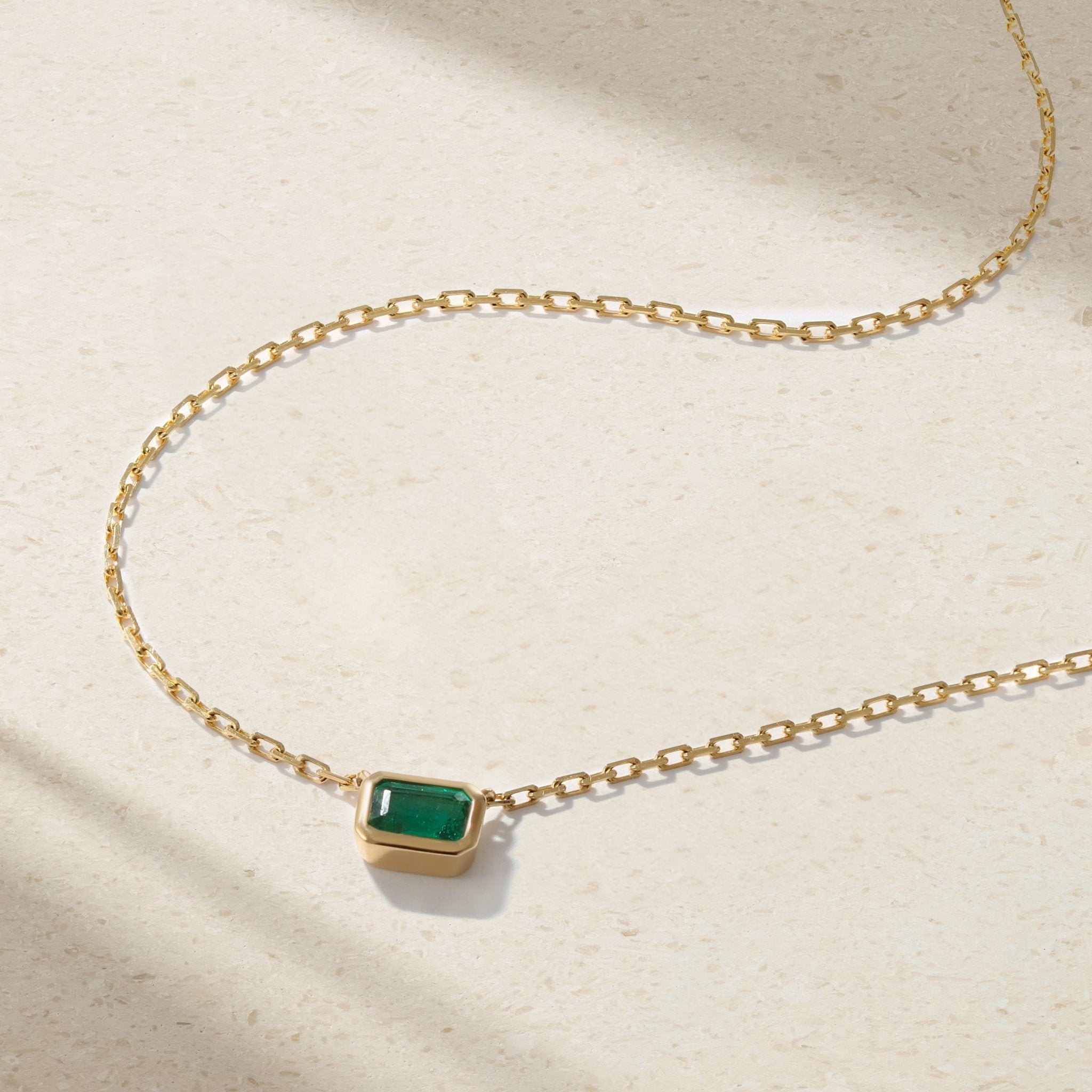 Classic Bezel Solitaire Emerald Necklace – Mark Henry Jewelry