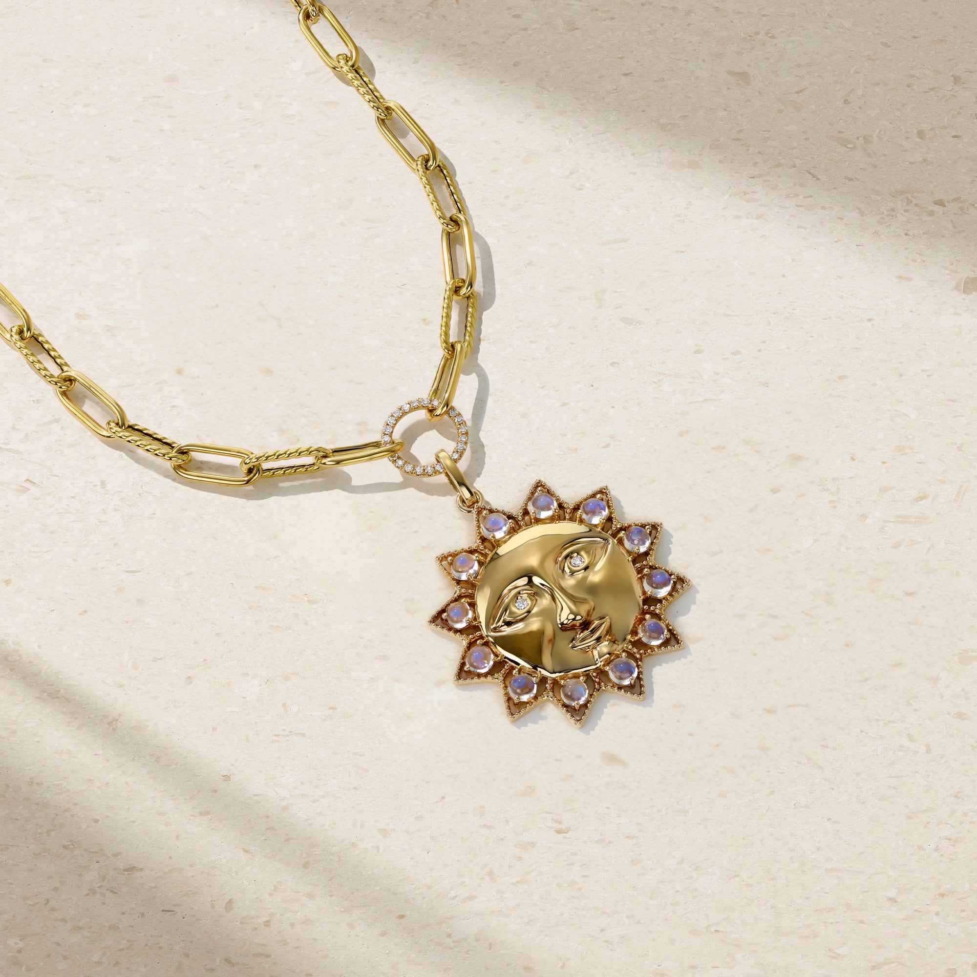 Smiling Soleil Moonstone and Diamond Pendant – Mark Henry
