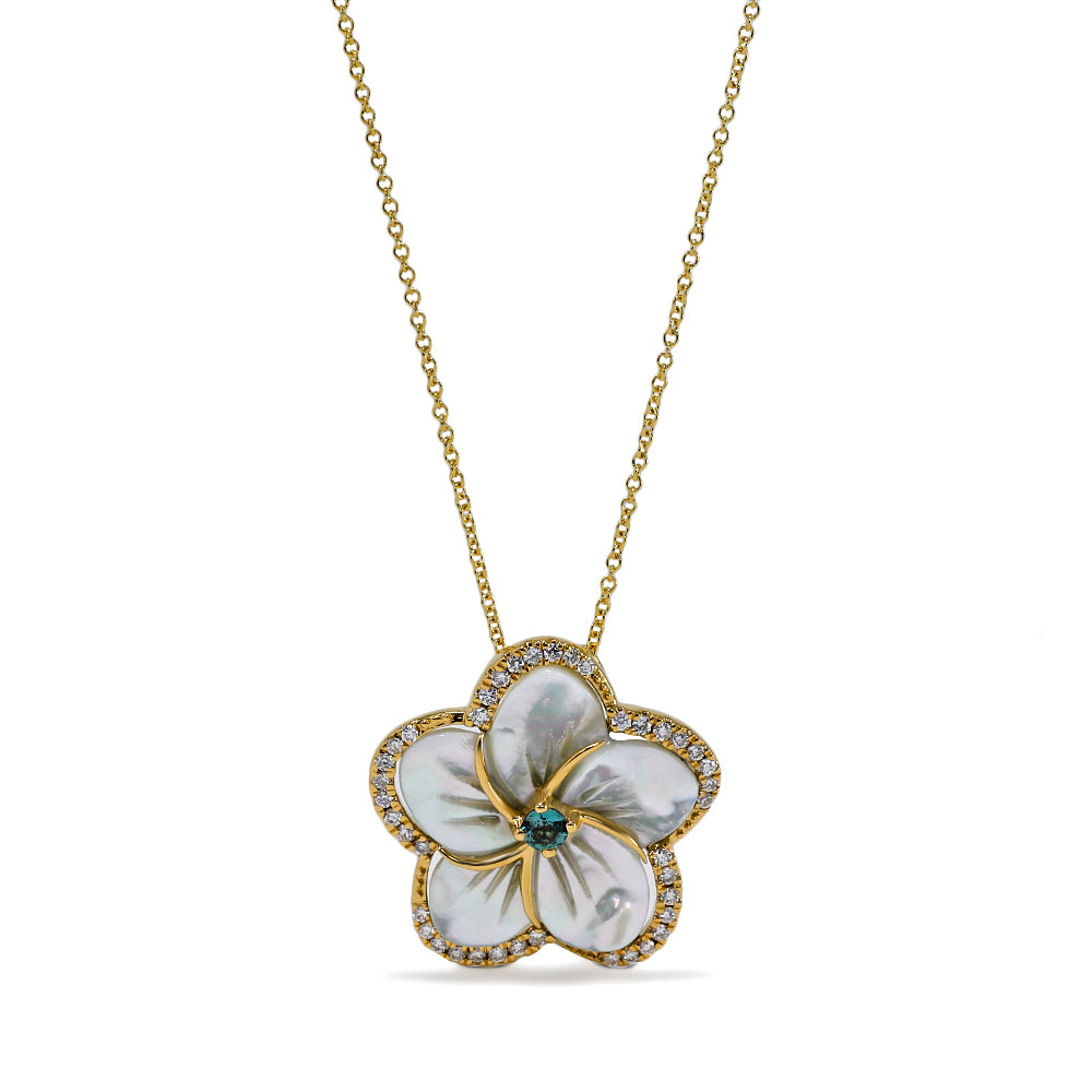 Mother of Pearl Flower Pendant Necklace