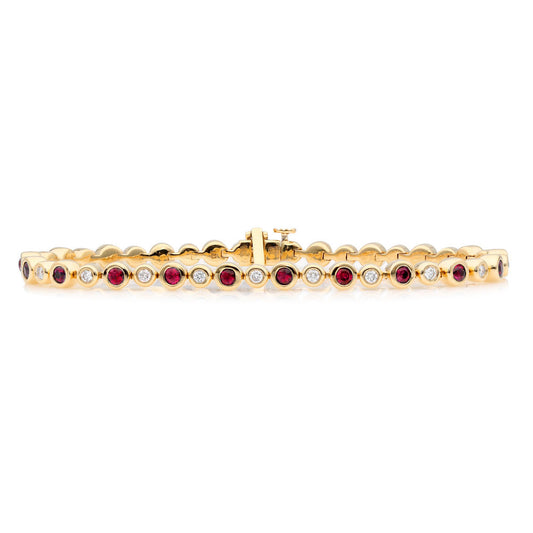 Bubbly Classic Ruby and Diamond Tennis Bracelet