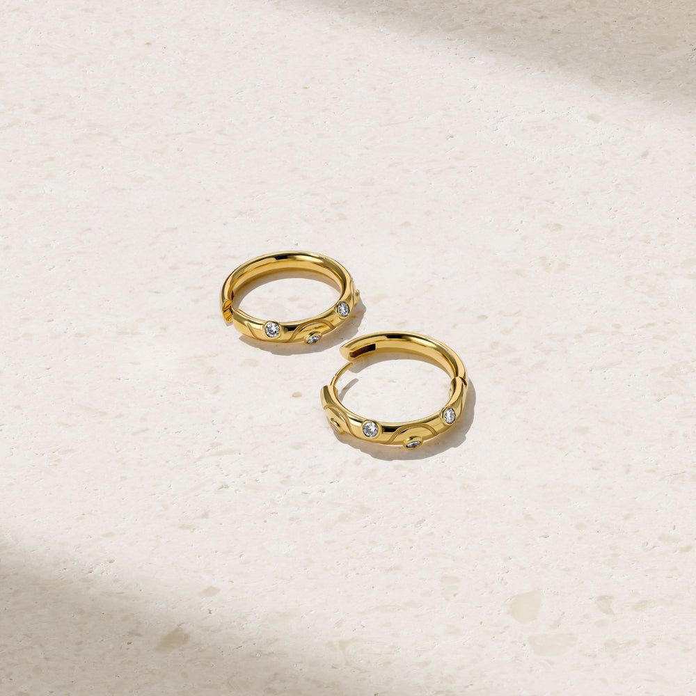 Riva Crest Diamond Hoop Earrings