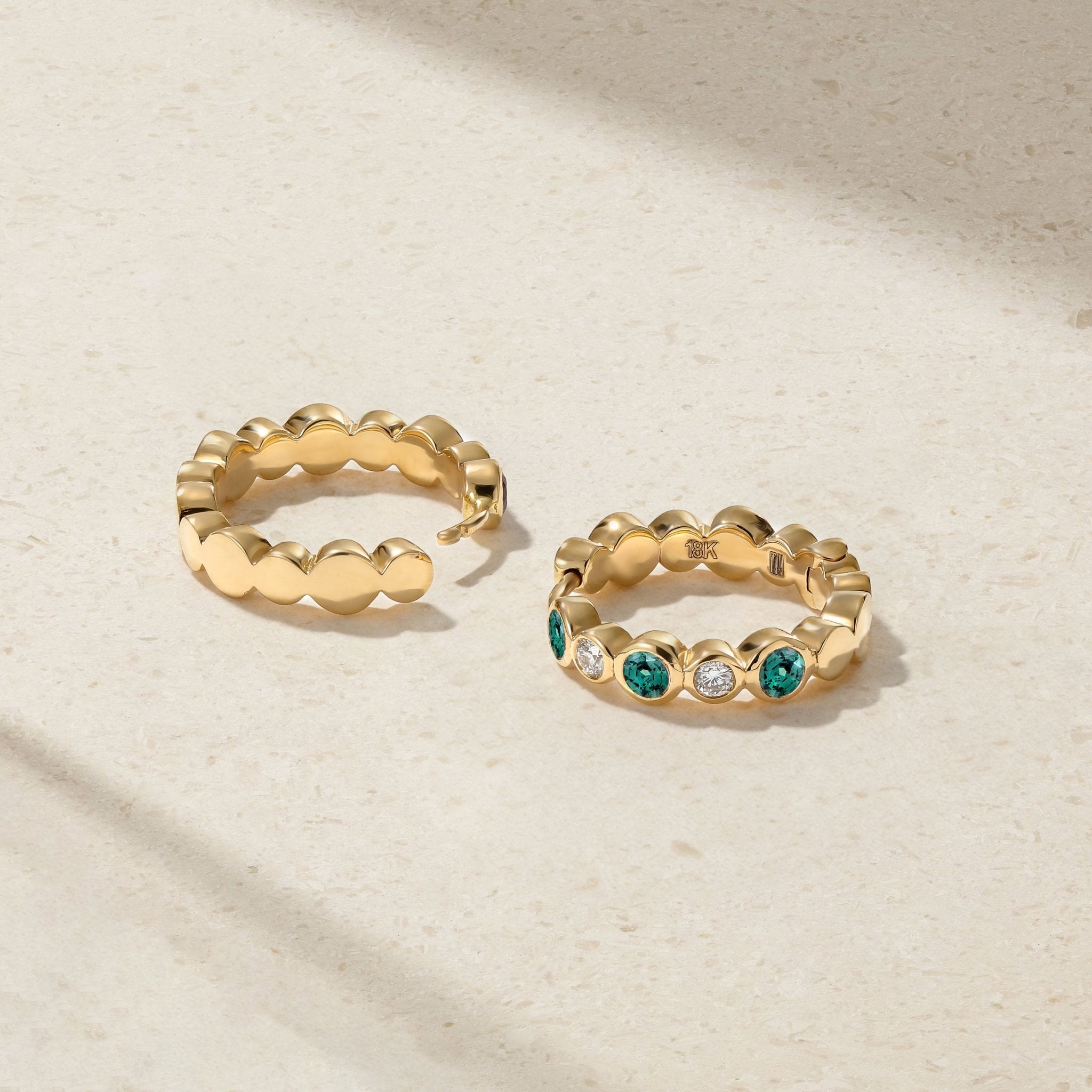 Bubbly Alexandrite and Diamond Mini Hoop Earrings
