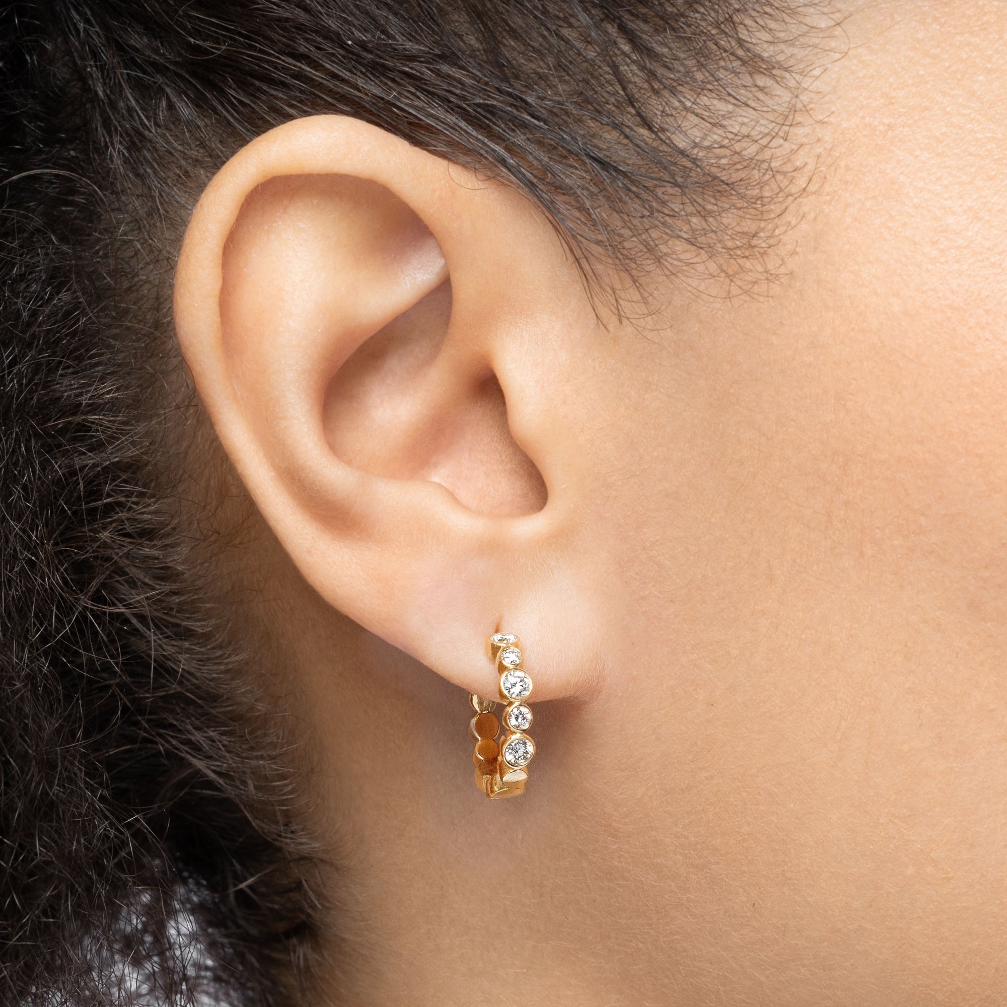 Mini gold on sale diamond hoop earrings