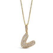 Initial "V" Diamond Pendant
