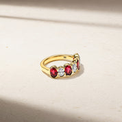 Sculpted Oval Ruby and Diamond Alternating Band