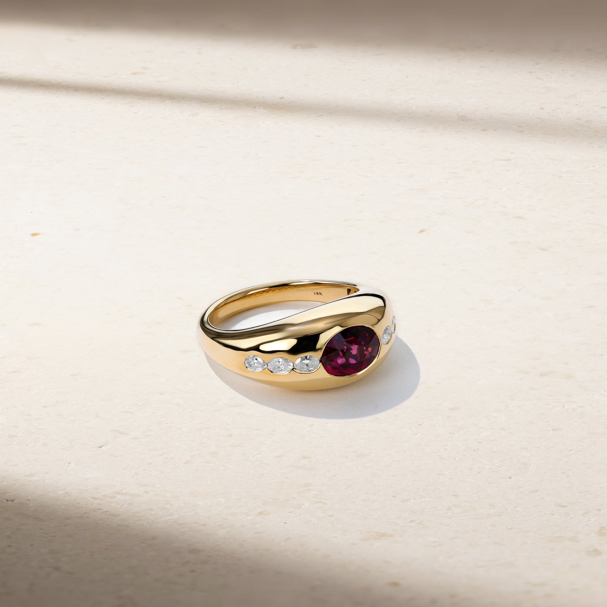 oval ruby and diamond ring yellow gold