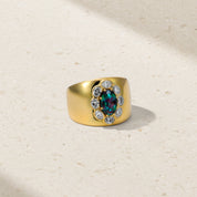 Modern Fleur Alexandrite and Diamond Ring