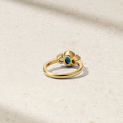 Silky Three Stone Alexandrite and Diamond Hex Ring