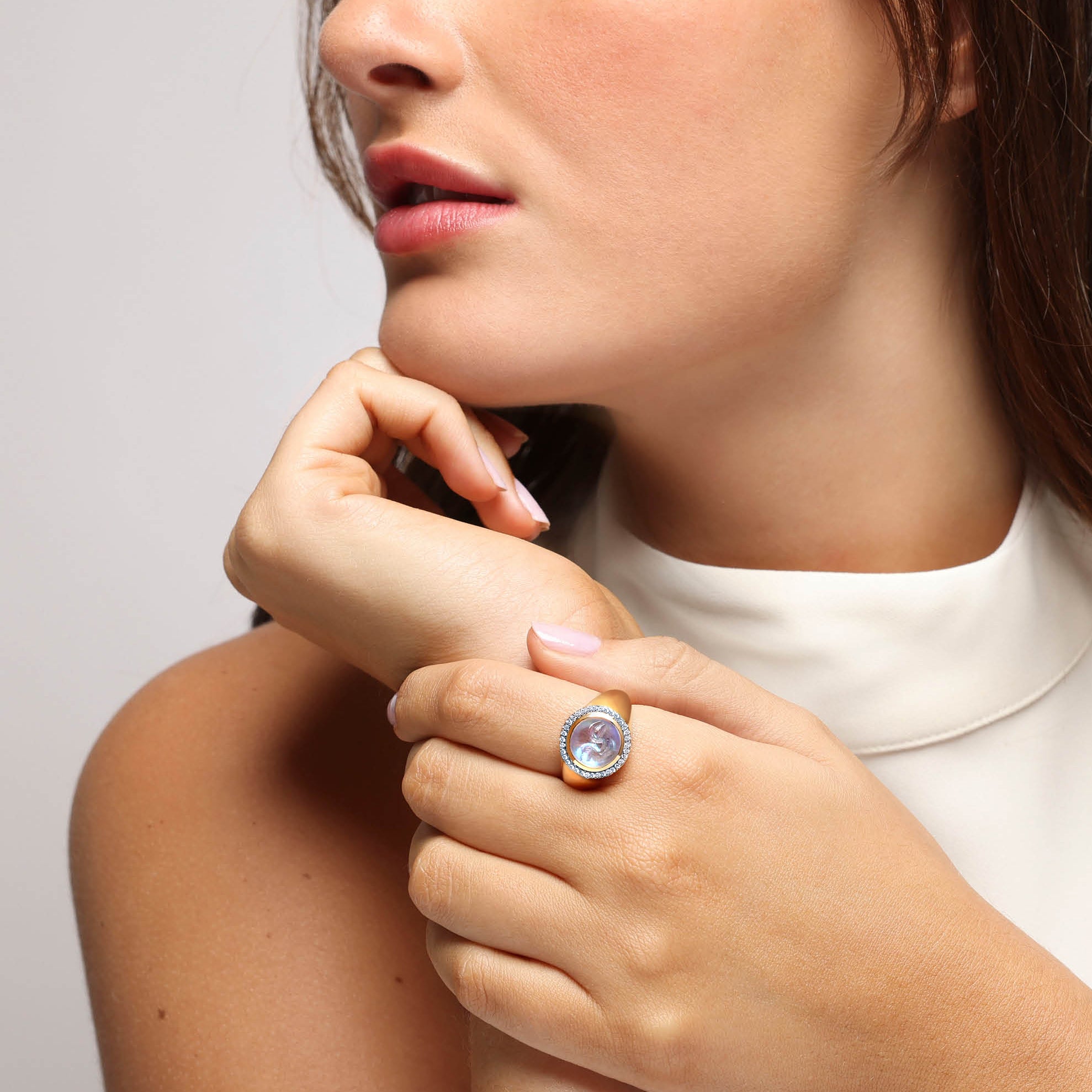 Happy Face Moonstone and Diamond Signet Ring – Mark Henry